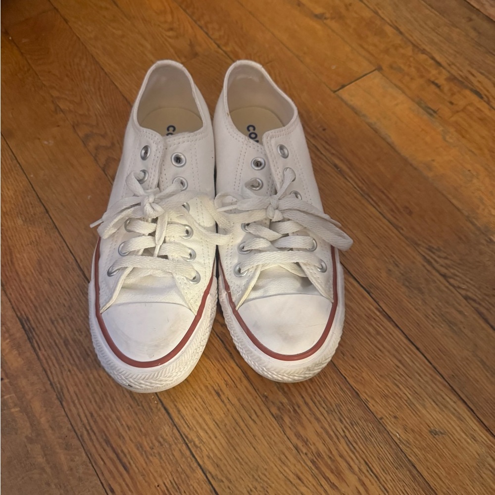 White Canvas Sneakers with Blue Star Logo